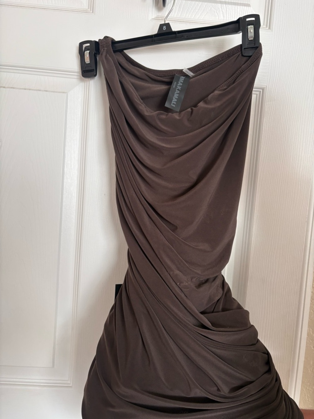 Norma Kamali Diana Pickleball Dress Chocolate Brown XS 34 NWT